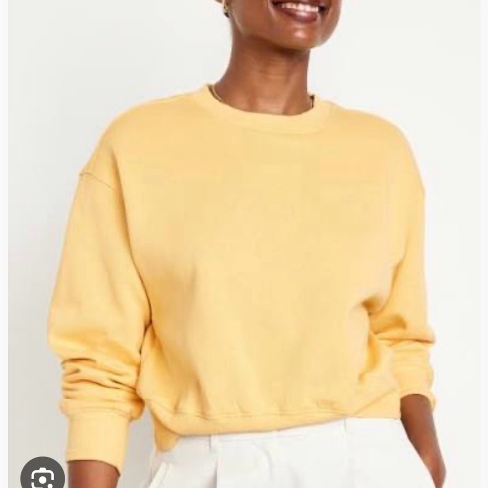 2 Old Navy Cropped Women’s Sweatshirts. White and yellow.